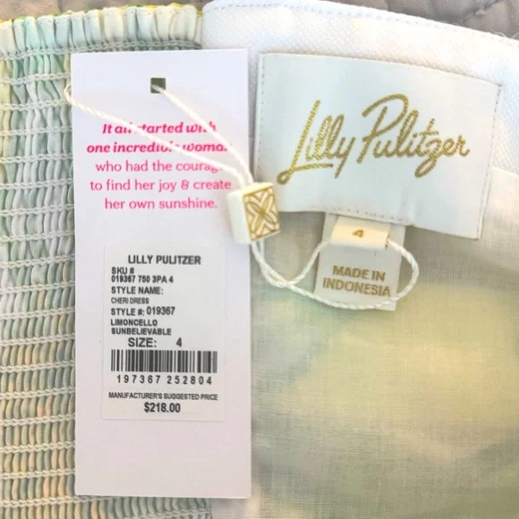 NWT Lilly Pulitzer Cheri Dress Limoncello Sunbelievable SIZE 4 - Picture 8 of 11